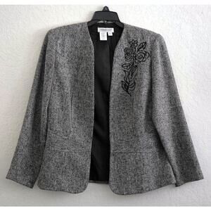 Jacket/Suit Jacket-Coldwater Creek-Brown Tweed-No Buttons-Long Sleeves-Size 8P